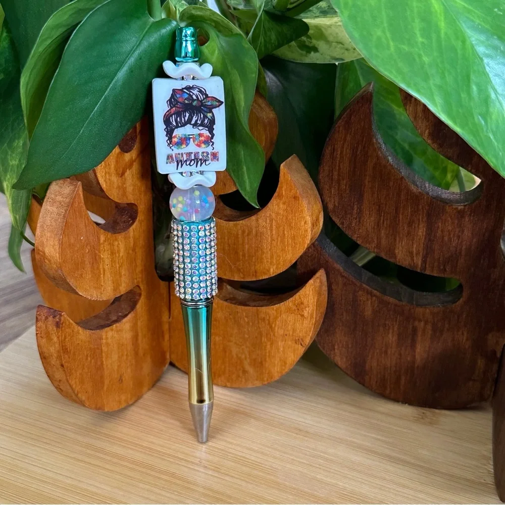 Autism Awareness Pen 🧩 Handmade Silicone‎ Beads + Extra Ink Refill